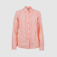 Стильная приталенная блузка с оборками, экрю цвет