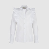 Прилегающая блузка с планкой, белый цвет